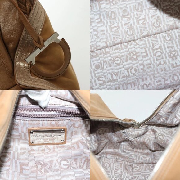 Salvatore Ferragamo Hand Bag Leather Brown Silver Auth BA5508 - Picture 16 of 16